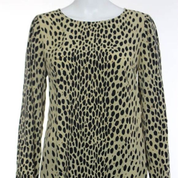 J. Crew Beige Spotted Animal Print Blouse Sz 2 - Picture 1 of 8
